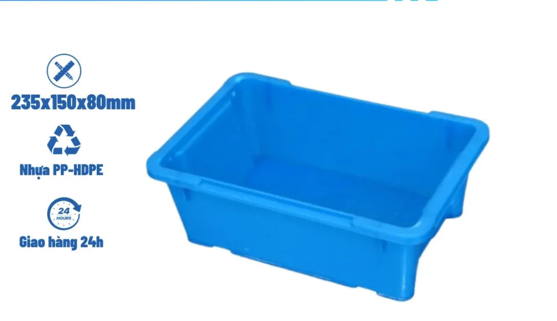 Khay nhựa A4 Hòa An làm từ nhựa PP nguyên sinh, thiết kế bền chắc dùng để đựng linh kiện, phụ tùng và vật tư công nghiệp.