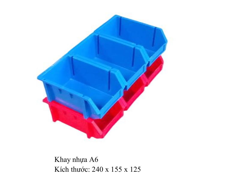 Khay A6 màu xanh dương dùng để phân loại ốc vít và linh kiện trong nhà máy