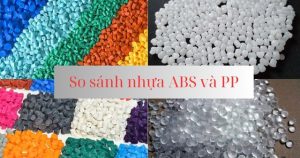 Hình ảnh so sánh nhựa PP và ABS về tính chất, độ bền, khả năng chịu nhiệt và ứng dụng trong sản xuất. Nhựa PP nhẹ, dẻo và kháng hóa chất; nhựa ABS cứng, bền va đập và chịu nhiệt tốt hơn.